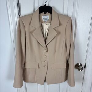 Linea‎ by Louis Dell'Olio Beige Tan 4-Button Structured Blazer Jacket Size 8